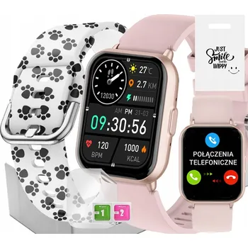 Hodinky Dívčí CHYTRÉ HODINKY Rubicon SMS KROKY POLSKÉ MENU 2 ŘEMÍNKY V BALENÍ Růžová