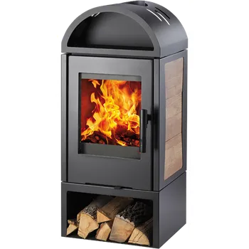 Krbová kamna VISTA, černá, sokl+víko plechové, boční obklad dlažba