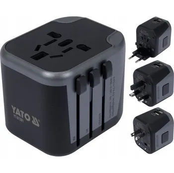 YATO CESTOVNÍ ADAPTÉR S NABÍJEČKOU 2XUSB USA UK EU YT-81301