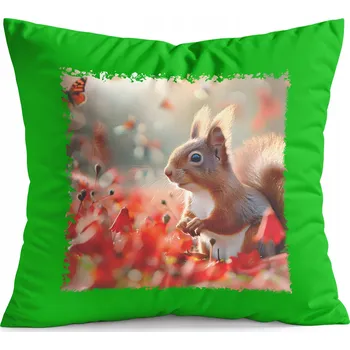 Polštář POLŠTÁŘ ZELENÝ DÁREK - DIVOKÁ ZVÍŘATA LESNÍ VEVERKA