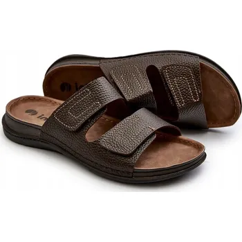 Pánské pantofle PÁNSKÉ PANTOFLE POHODLNÉ NA SUCHÝ ZIP INBLU GV00002I TMAVĚ HNĚDÉ 43