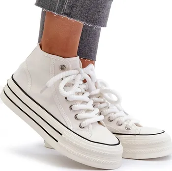 Dámské tenisky DÁMSKÉ TENISKY NA MASIVNÍ PLATFORMĚ KLASICKÉ BÍLÉ 37