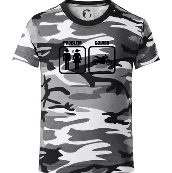 Chlapecké tričko Problém silniční motorka - Dětské maskáčové triko - 122 cm/6 let ( Šedý maskáč )