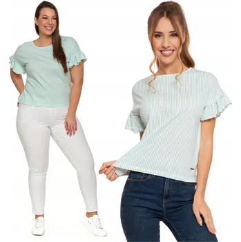 Dámská halenka Módní DÁMSKÁ HALENKA s proužky a motýlkovým rukávem Jednoduchý Střih MORAJ M