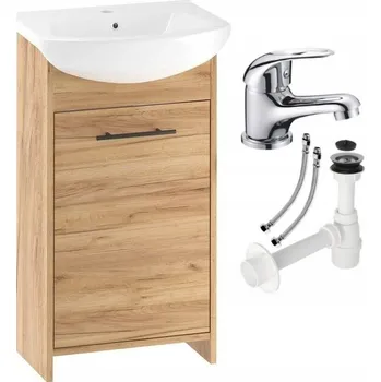 Šatní skříň Skříňka s umyvadlem Deftrans 46,5 x 24,5 x 84 cm dub craft zlatý + Baterie