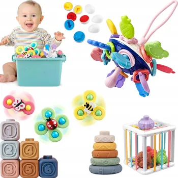 Hračka pro nejmenší Montessori hračka pro miminka senzorická vzdělávací hračka 6 v 1