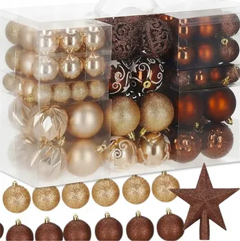 Vánoční dekorace VÁNOČNÍ BAŇKY NA VÁNOČNÍ STROMEČEK SADA XXL ZLATÉ 100 ks 6/4/3 cm Ozdoba