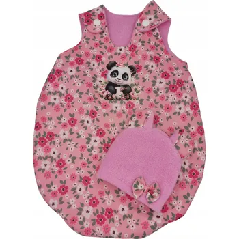 Doplněk pro panenku KRÁSNÝ RŮŽOVÝ SPACÍ PYTEL PRO PANENKU 45 CM S ČEPIČKOU