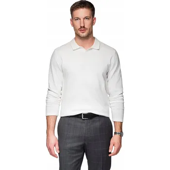 Pánský svetr Ombre svetr OM-POLS-0140 bílý s límečkem, velikost L