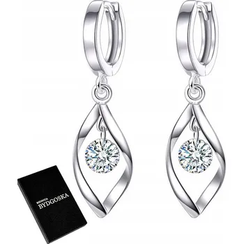 Náušnice Stříbrné náušnice visací, rhodiované, pro ženy, stříbro 925