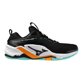 Pánská sálová obuv MIZUNO WAVE STEALTH NEO 2 / Black / Tangelo / Ice Green 11 UK - 11 UK - 46 EUR - 30 cm