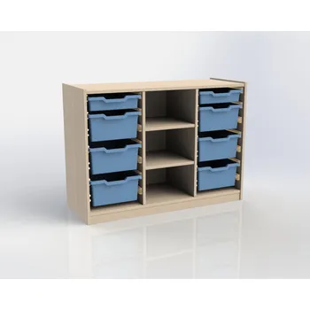 Koupelnový nábytek Skříňka ARI, 2x police, 8x box, modrá