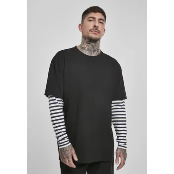 Pánská móda Oversized Double Layer Striped LS Tee černé Urban Classics šedá 2541713