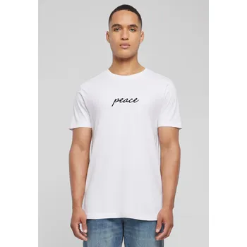 Pánské oblečení Pánské tričko Peace Wording EMB bílé Mister Tee bílá 2838981