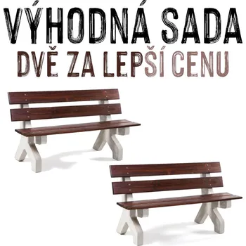 Zahradní lavice VÝHODNÁ SADA - 2x Betonová lavice DYLAN, 150 x 60 cm