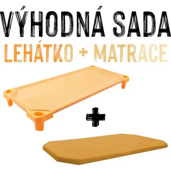 VÝHODNÁ SADA - Dětské lehátko s matrací LEONTÝNKA, oranžové