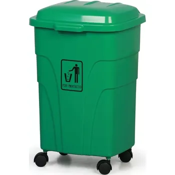 Odpadkový koš Pojízdný koš na tříděný odpad KORESA, 70 litrů, zelený
