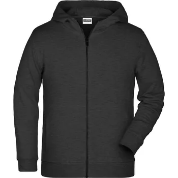 Chlapecká mikina Daiber Dětská Bio mikina s kapucí na zip Zip Hoody JN8026K Barva: Černý melír, Velikost: M 122/128