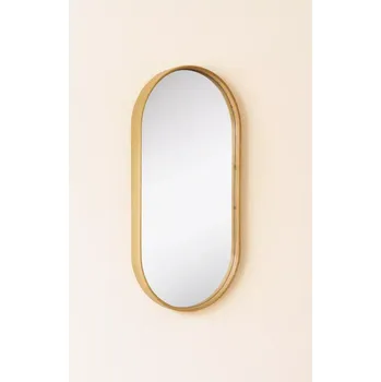 Zrcadlo Hübsch Mood nástěnné zrcadlo, sklo a bambus, přírodní