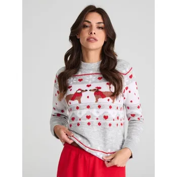 Dámský svetr Sinsay - Vánoční svetr s potiskem pejsků a srdíček - vícebarevná - 458CA-MLC - 458CA-MLC-XXS-1