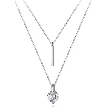 Náhrdelník For Silver Dvojitý náhrdelník se zirkonem a tyčinkou - Stříbro 925
