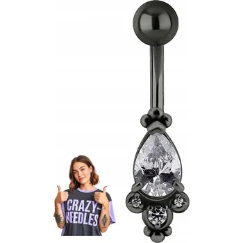 Piercing Piercing do pupíku černý s цирконами navel piercing 1,6/8