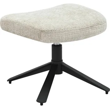 Taburet Designová skandinávská obdélníková podnožka Velly s béžovým strukturovaným potahem a černou kovovou nohou 45 cm