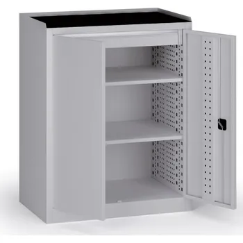 B2B Partner Dílenská skříň nízká na nářadí KOVOS, 2 police,1 zásuvka, 950 x 600 x 1180 mm, šedá