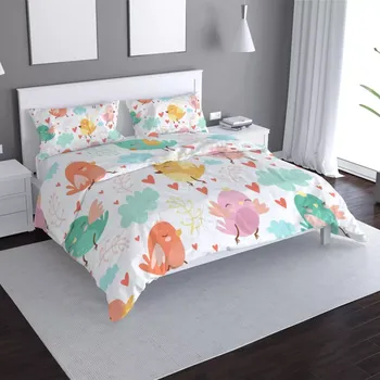 Povlečení Sablio Povlečení Oblak s ptáčky - 140x220 / 90x70