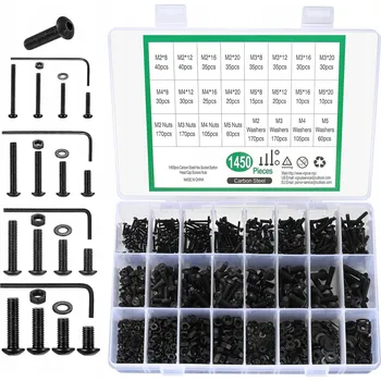 Šroub SADA IMBUSOVÝCH ŠROUBŮ M2 M3 M4 M5 ŠROUBY PODLOŽKY MATICE SADA 1450 Ks.