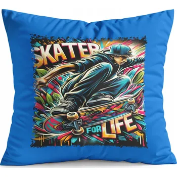 Polštář POLŠTÁŘ MODRÝ DÁREK – SKATEBOARD SKATE SPORT OLLIE