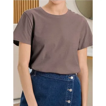 Sinsay - Bavlněné tričko Basic - hnědá - 504EU-84X - 504EU-84X-S