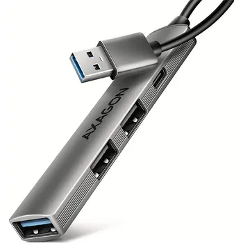 USB hub AXAGON HUE-STA, 4x USB ALU STRIP hub, 1x USB-A 5Gbps, 2x USB-A & 1x USB-C 480Mbps, kabel USB-A 12cm