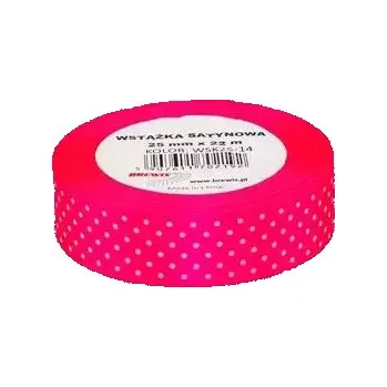 Stuha SATÉNOVÁ STUHA S PUNTÍKY RŮŽOVÁ 25MM X 22M