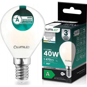 Žárovka LED ŽÁROVKA E14 FILAMENT TŘÍDA A 2,2W 470LM = 40W 4000K 360° KULIČKA