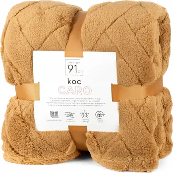 Přehoz na lůžko Deka Eurofirany z mikrovlákna Caro, vzor rybí kost, 150x200 cm, medově žlutá