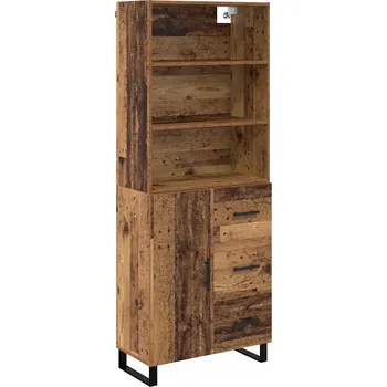 Komoda Vysoká komoda se zásuvkou, staré dřevo, 69,5 x 34 x 180 cm