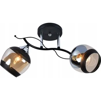 Stropní svítidlo černá chromovaná se skleněnými stínidly, 2 reflektory Lampex