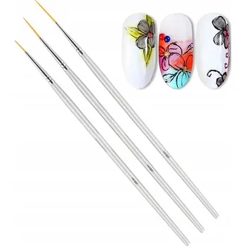 Přípravek na nehty Tenké štětce na zdobení nehtů - Sada 3 kusů