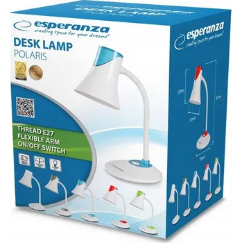 Lampička Stolní lampička Esperanza POLARIS bílá, modrá, příkon do 12 W