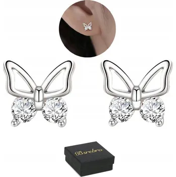 Náušnice Stříbrné náušnice Ryzost 925 Motýlci se Zirkony STŘÍBRO Puzety Šroubovací