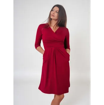 Těhotenské šaty Těhotenské a kojící šaty Chelsea 3v1 - bordó, 3/4 rukáv Velikost: XL