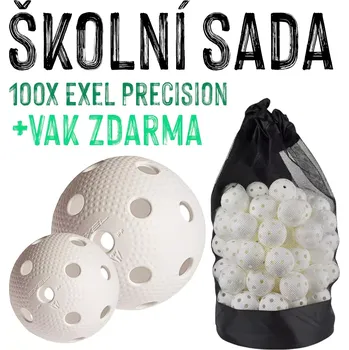 Florbal ŠKOLNÍ SADA - 100x Florbalový míček EXEL Precision, bílá