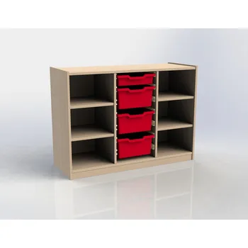 Koupelnový nábytek Skříňka ARI, 4x police, 4x box, červená