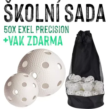Florbal ŠKOLNÍ SADA - 50x Florbalový míček EXEL Precision, bílá