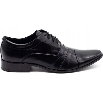 Pánské polobotky Pánské společenské boty k obleku z přírodní kůže POLSKÉ 201 černé 38