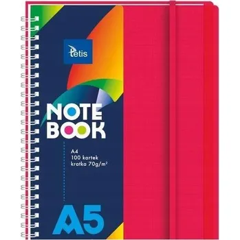 Tetis PP Spirálový Blok A5, červený, 100 listů, čtvereček