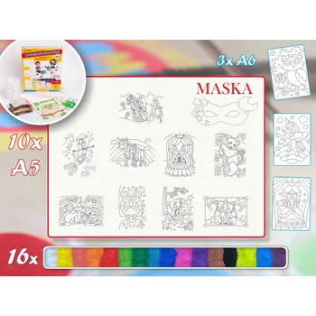 omalovánky Radost v písku Velká sada PRO HOLKY 2 - Barevné pískování obrázků