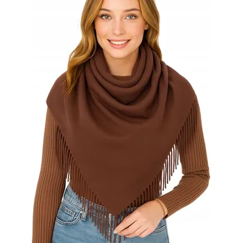 Šála Dámská šála šátek zimní podzimní hnědá HLADKÁ HNĚDÁ