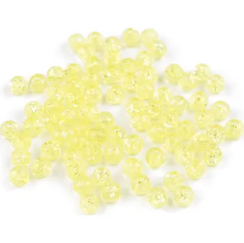 Dětské navlékací korálky Plastové korálky kraklované Ø6 mm, malé, 2 (33) žlutá